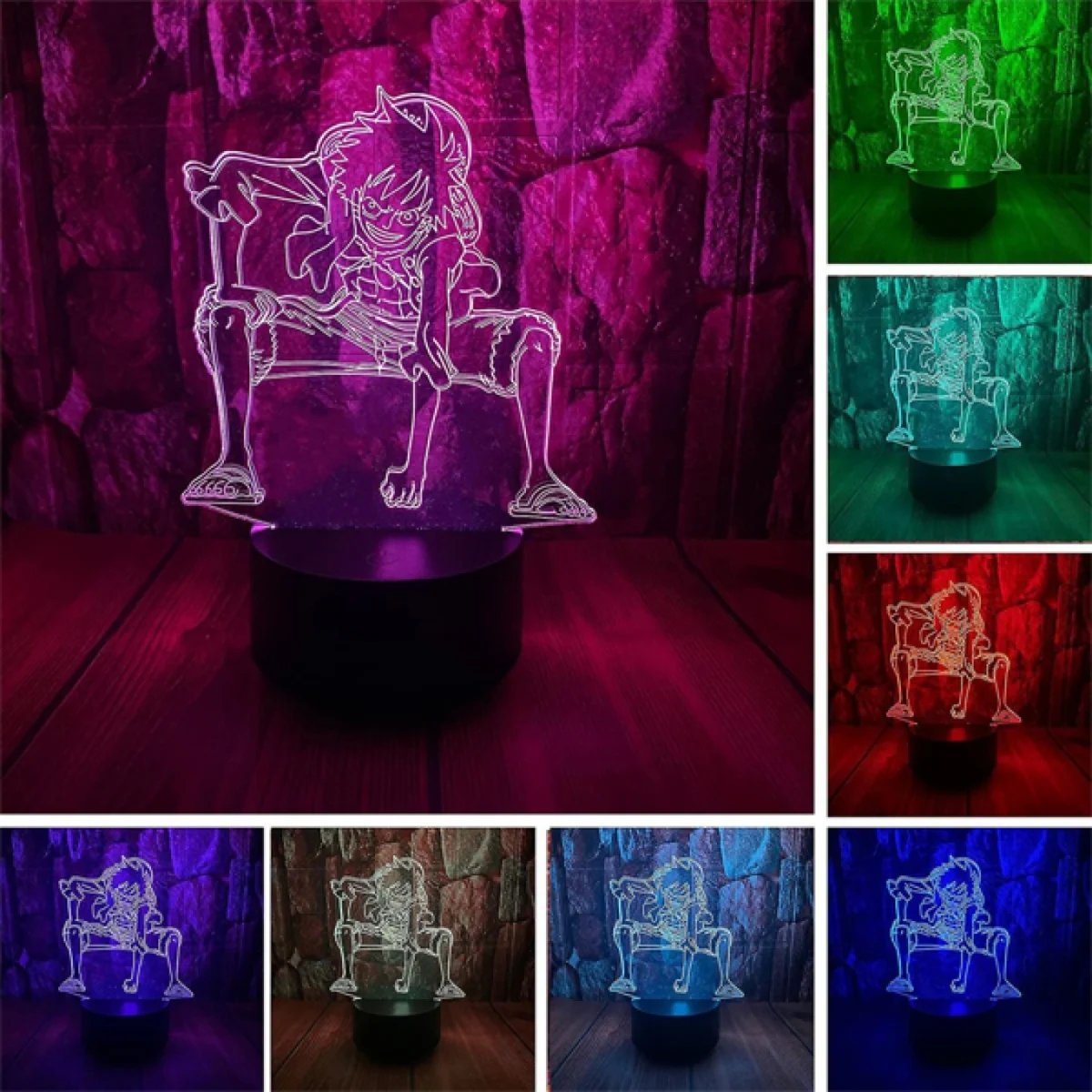 LED 3D Τρισδιάστατο Φωτιστικό - Illusion Led One Piece Monkey D. Luffy