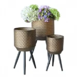 Σετ με 3 Μεταλλικές Διακοσμητικές Γλάστρες σε Χάλκινο Χρώμα - Bronze Decorative Pot