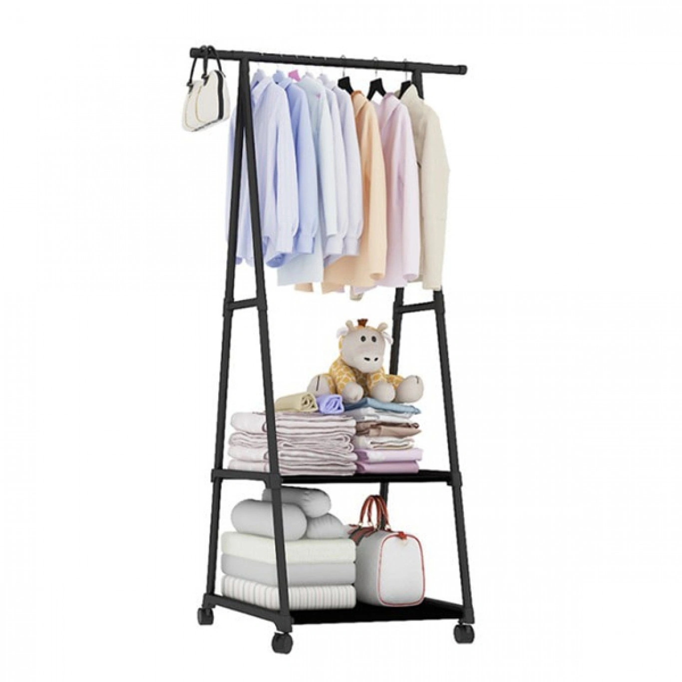Τροχήλατη Κρεμάστρα - Βεστιάριο με Ραφιέρα & Παπουτσοθήκη Δαπέδου Μεταλλική Γκαρνταρόμπα Μαύρο 55x42x160cm Τροχήλατη Κρεμάστρα - Βεστιάριο με Ραφιέρα & Παπουτσοθήκη Δαπέδου Μεταλλική Γκαρνταρόμπα Μαύρο 55x42x160cm