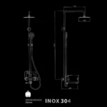 Στήλη και Μπαταρία Ντουζιέρας Μπάνιου Inox 304 Koronis 122cm XZ-22018