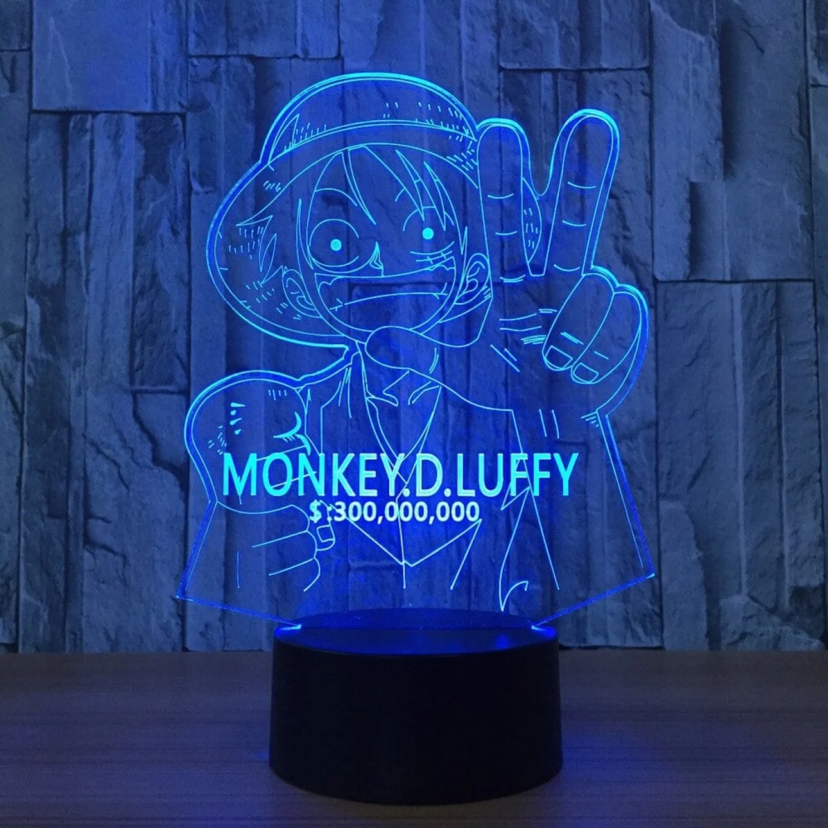 LED 3D Τρισδιάστατο Φωτιστικό Illusion Led One Piece Monkey D. Luffy Figure