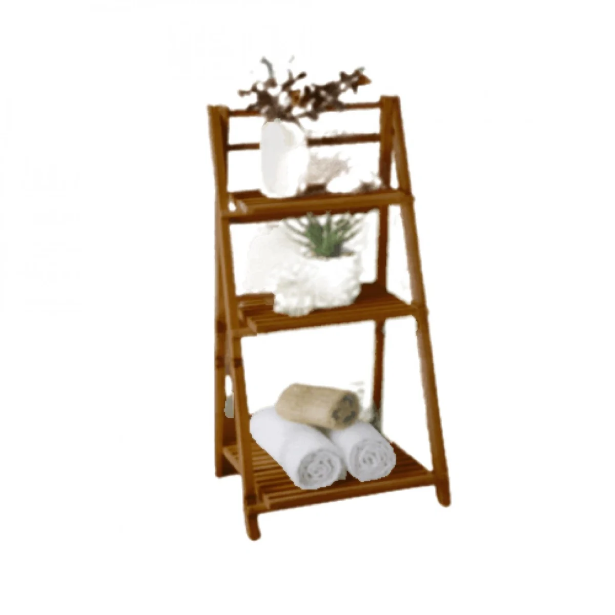 Επιδαπέδια Ξύλινη Ραφιέρα Μπάνιου με 3 Ράφια 34x30x77cm