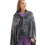 Huggle Ολόσωμη Κουβέρτα 120x200εκ Βελουτέ Fleece με Μανίκια και Κάλυψη Ποδιών Γκρί