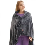 Huggle Ολόσωμη Κουβέρτα 120x200εκ Βελουτέ Fleece με Μανίκια και Κάλυψη Ποδιών Γκρί