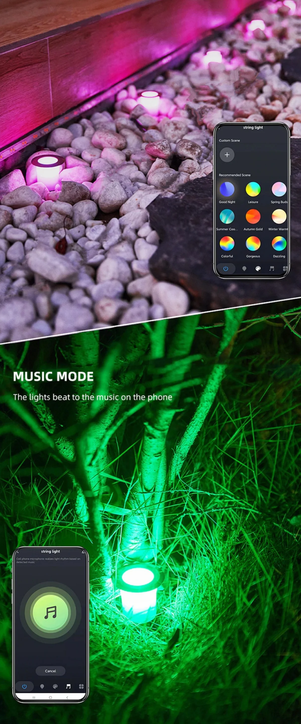 Έξυπνα Ηλιακά Διακοσμητικά LED RGB Φωτιστικά Bluetooth με Καρφωτή Βάση για το Χώμα & App Εφαρμογή Κινητού 8τμχ DC68ZSR