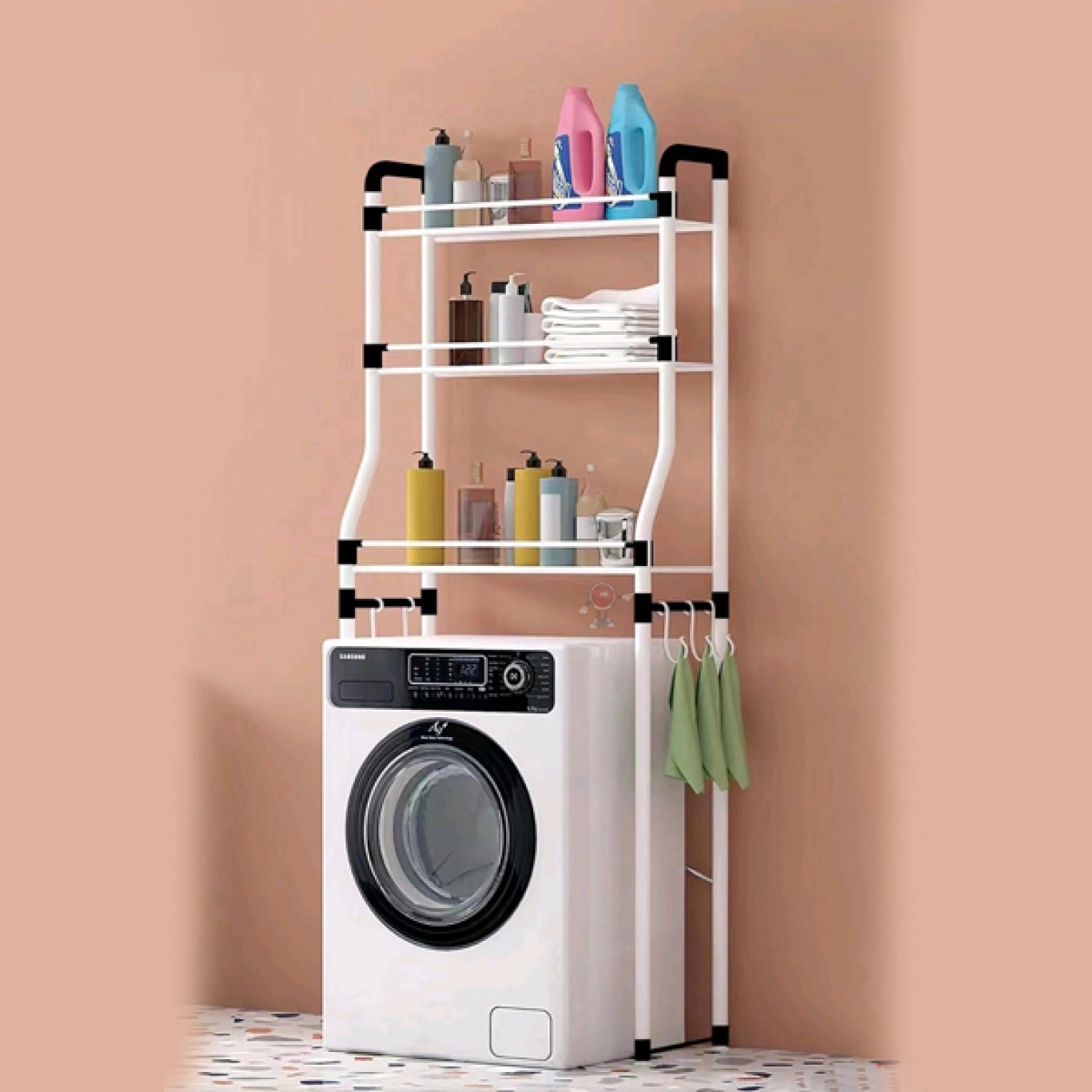 Μεταλλική Ραφιέρα Πλυντηρίου 3 Επιπέδων με Προστατευτικά Καγκελάκια & 5 Γαντζάκια - Laundry Rack Stainless Steel Μεταλλική Ραφιέρα Πλυντηρίου 3 Επιπέδων με Προστατευτικά Καγκελάκια & 5 Γαντζάκια - Laundry Rack Stainless Steel