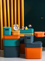 Κουτί Οργάνωσης 34.5x14.5x22.5 εκ με Λαβές για όλο το Σπίτι - Γκρι Διάφανο - Crystal Clear