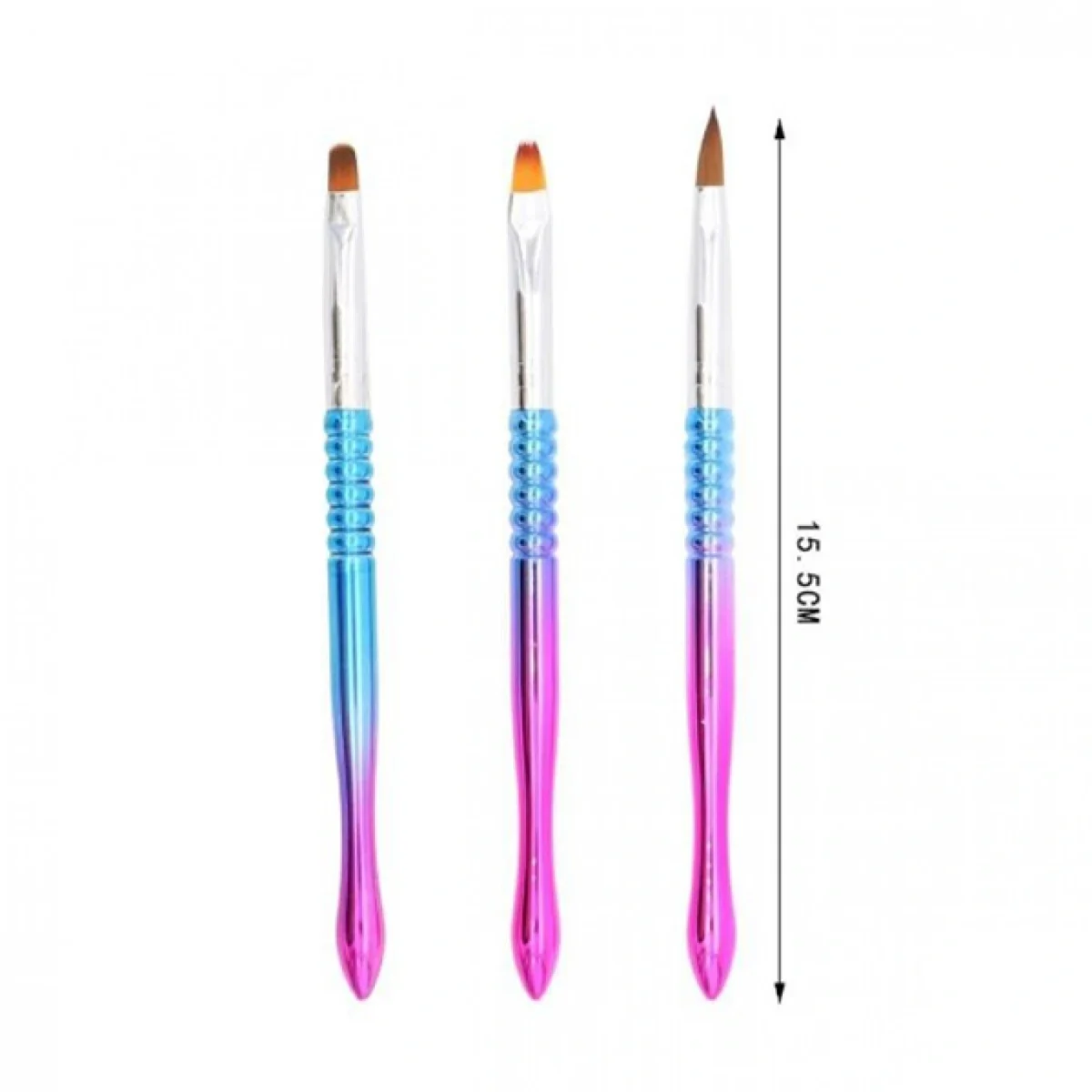 Πινέλα Σχεδίου Νυχιών Gel/Aκρυλικού Nail Art Σετ 3τεμ 15,5 cm