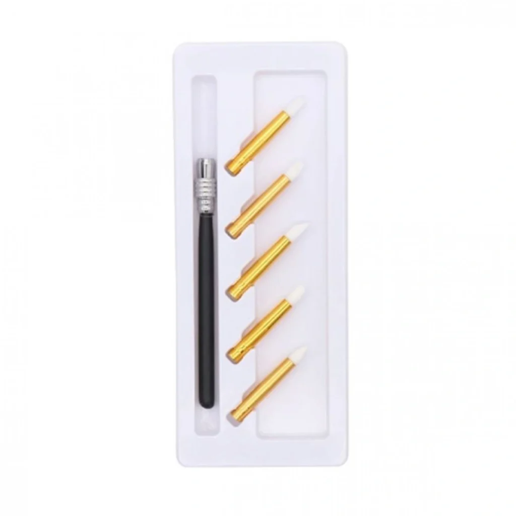 Πινέλα Σχεδίου Νυχιών Aκρυλικού Nail Art Mε Εναλλασόμενες Κεφαλές Σετ 5τεμ 26x11.5 cm