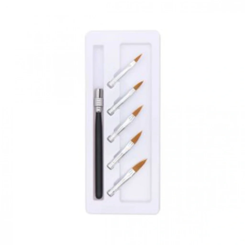 Πινέλα Σχεδίου Νυχιών Aκρυλικού Nail Art Mε Εναλλασόμενες Κεφαλές Σετ 5τεμ 26x11.2 cm