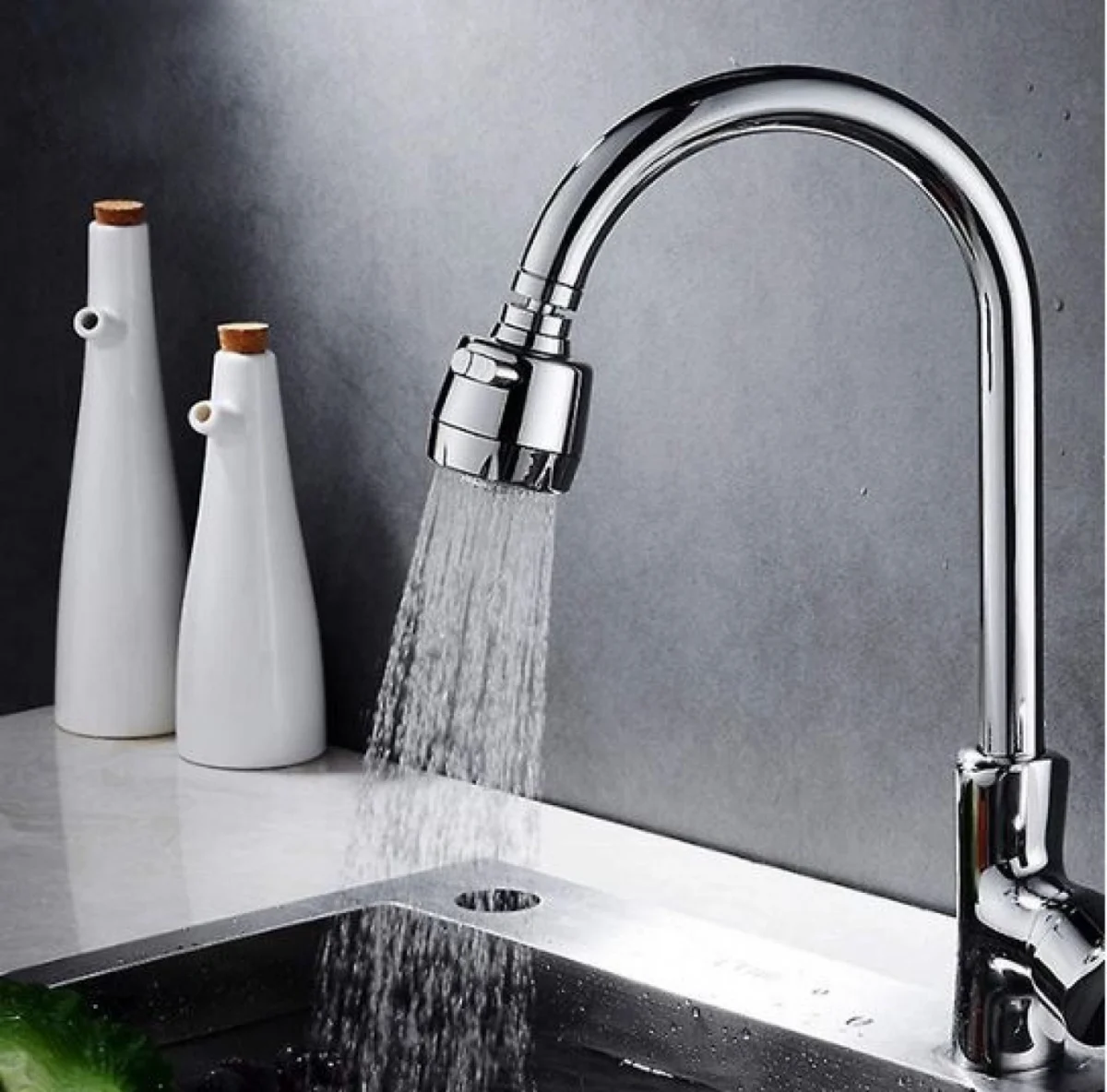 Περιστρεφόμενη 360° Κεφαλή Βρύσης Ψεκασμού Διπλής Λειτουργίας για Οικονομία Νερού