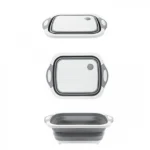 Πτυσσόμενη Πολυλειτουργική Σανίδα Κοπής - Καλάθι Πλυσίματος με Λαβές & Τάπα Αποστράγγισης 28.5x38.5x2.7cm