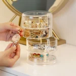 Πολυλειτουργική Περιστρεφόμενη Κοσμηματοθήκη - Μπιζουτιέρα - Κουτί Αποθήκευσης 4 Επιπέδων Διάφανη 16x11.5cm