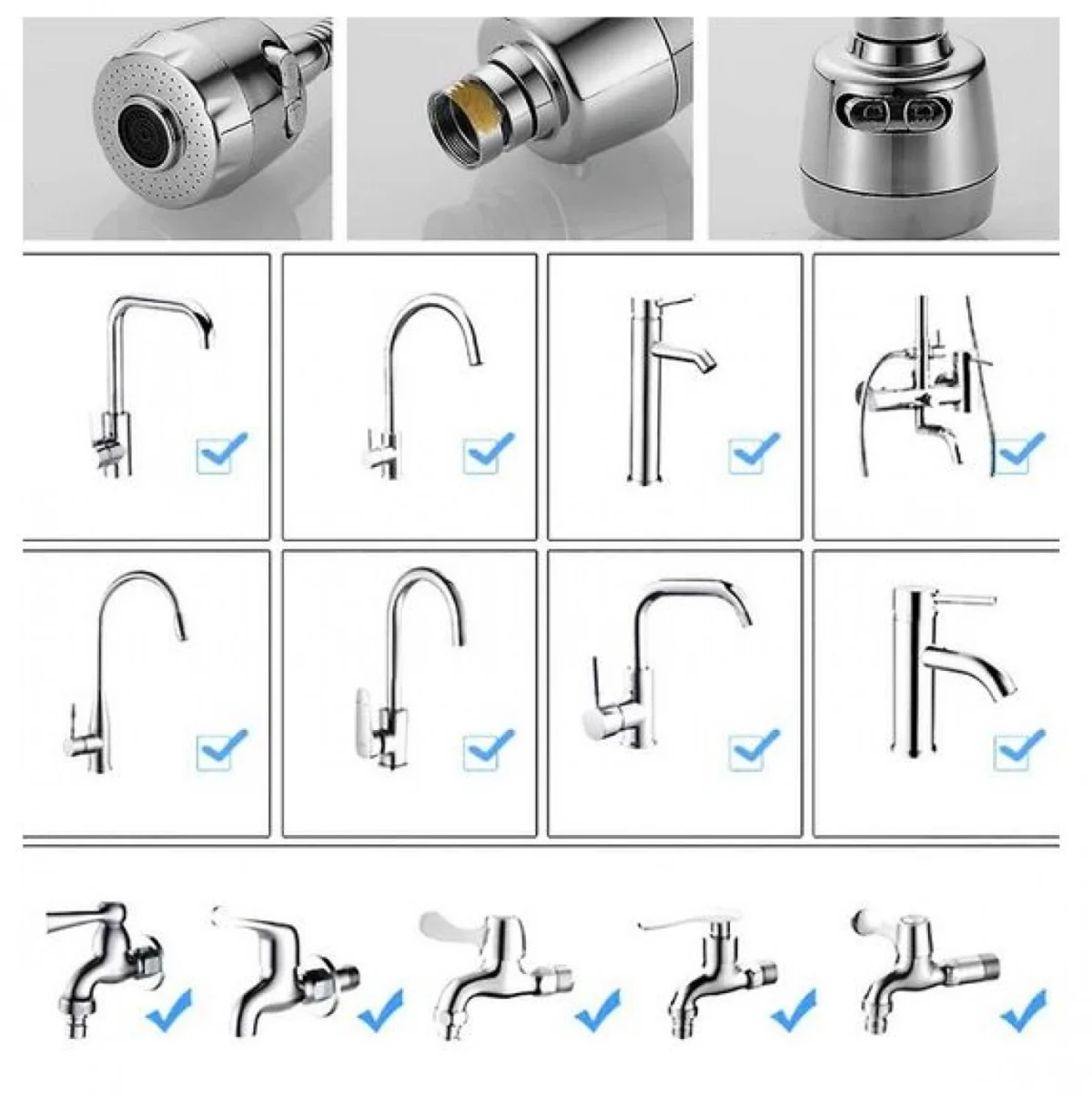 Περιστρεφόμενη 360° Κεφαλή Βρύσης Ψεκασμού Διπλής Λειτουργίας για Οικονομία Νερού