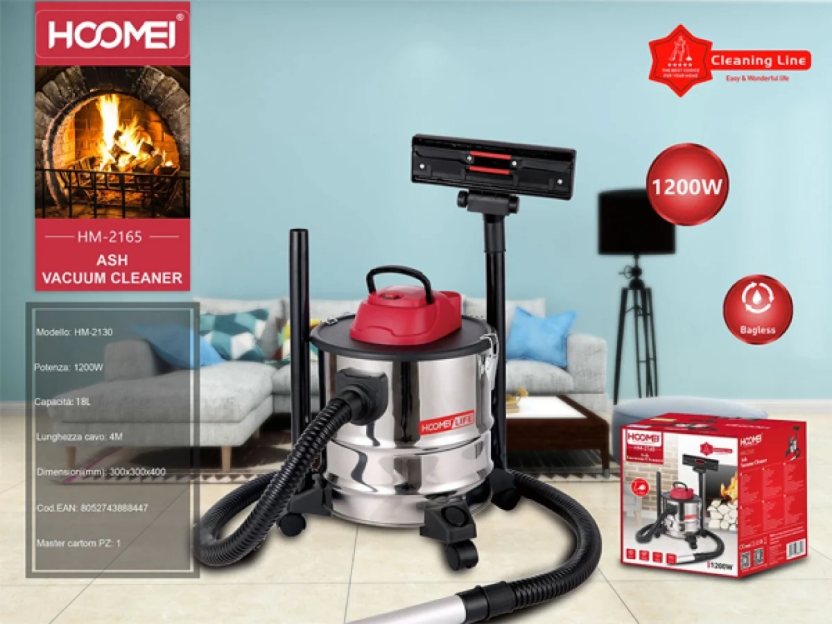 Σκούπα Στάχτης 1200W με Ανοξείδωτο Κάδο 18lt HM-2165