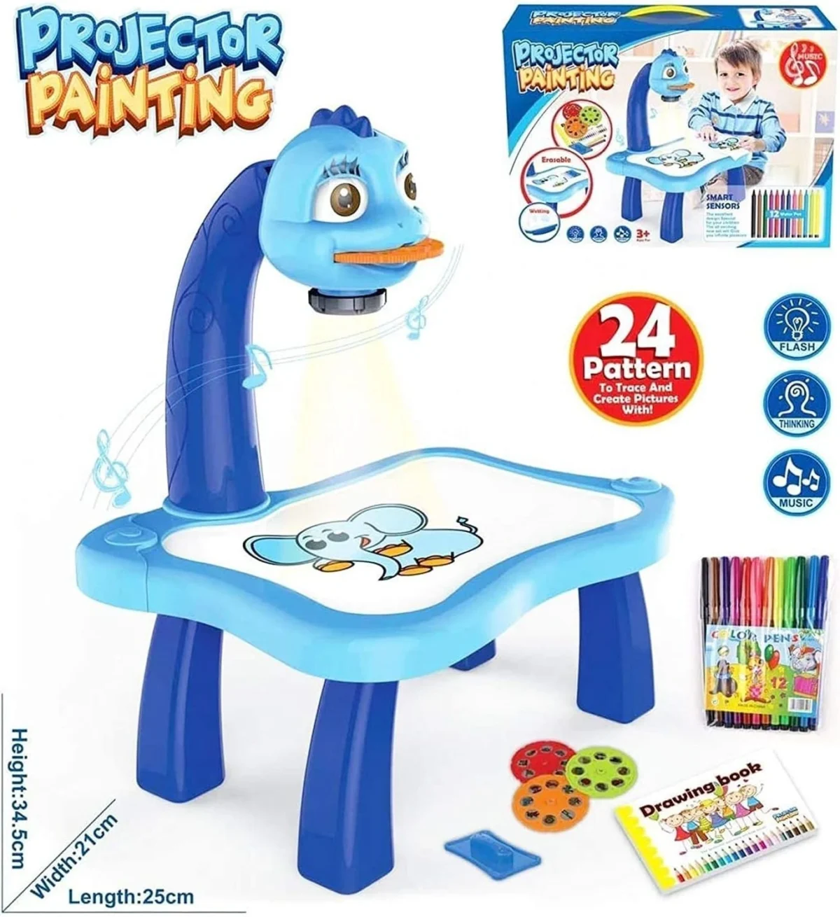 Προτζέκτορας Ζωγραφικής Εκπαιδευτικό Παιχνίδι Led Projector Art Drawing Table Projector 25x21x35 cm