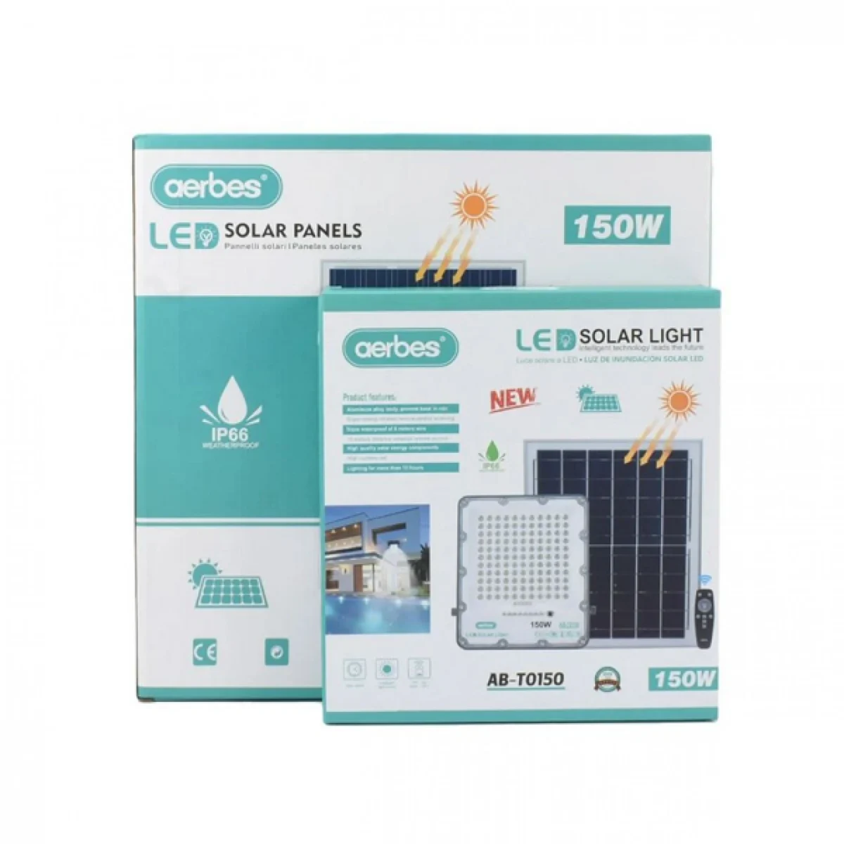 Ηλιακός Προβολέας IP66 150W Ψυχρού Λευκού Φωτισμού με Τηλεχειρισμό & Χρονοδιακόπτη AB-T0150