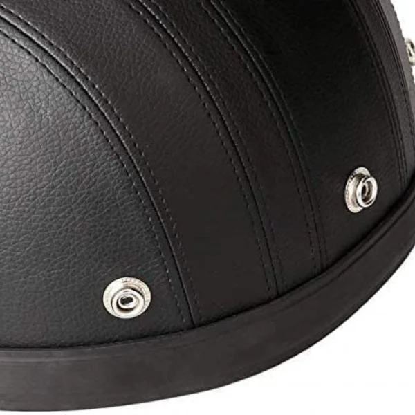 Old School Κράνος Retro Μηχανής 54-60cm Δερματίνης Ενηλίκων με Αντιηλιακό Γείσο