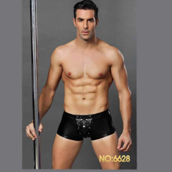 Αντρικό Σέξυ Εσώρουχο με Δαντέλα - Men's Sexy Boxer Leather