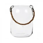 Γυάλινο Ανθοδοχείο - Διακοσμητικό Βάζο με Χρυσή Λαβή Dolce Short 6.5x6.5x14cm