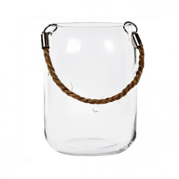 Γυάλινο Ανθοδοχείο - Διακοσμητικό Βάζο με Χρυσή Λαβή Dolce Short 6.5x6.5x14cm