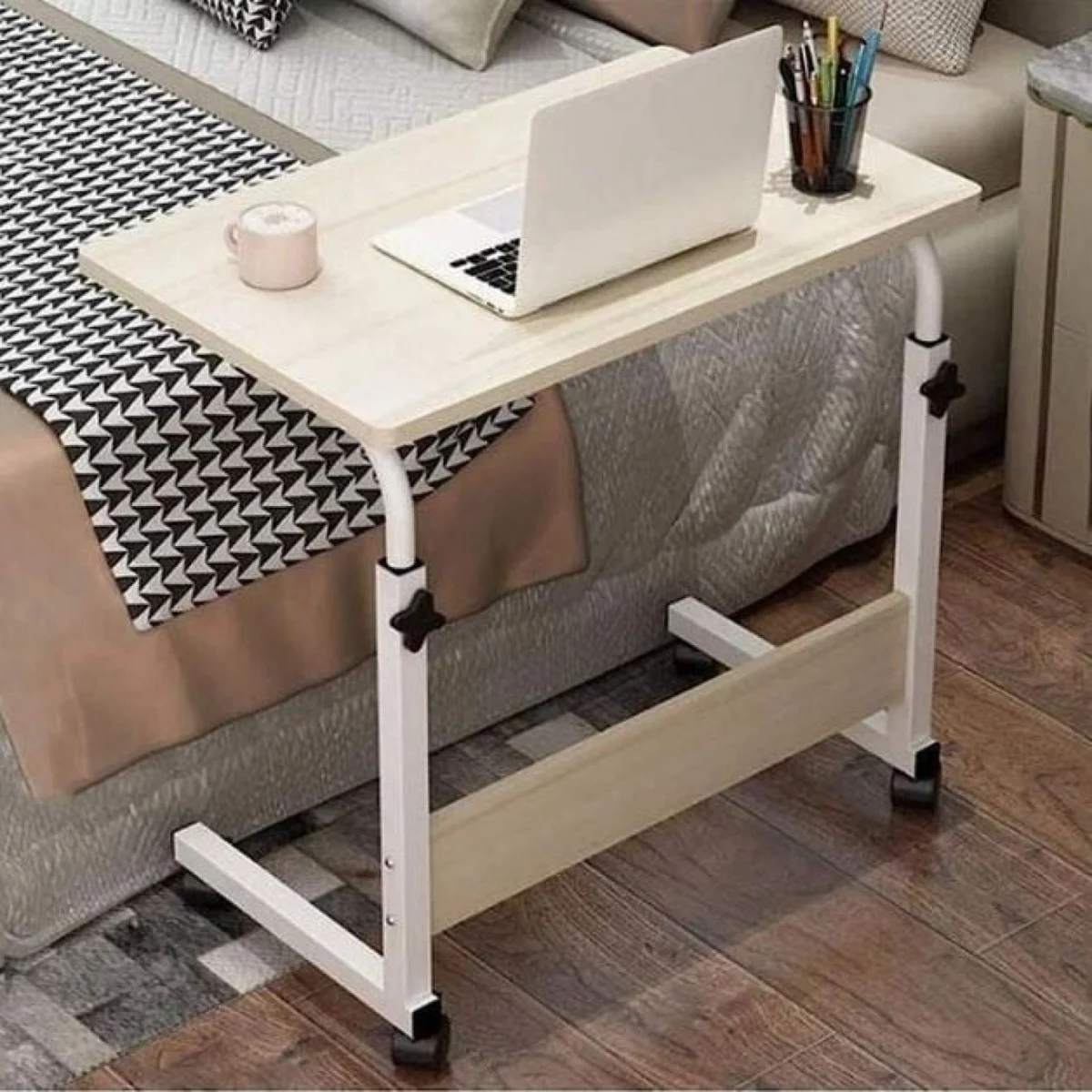 Βοηθητικό Τραπεζάκι με Ρόδες για Καναπέ - Κρεβάτι - Πολυθρόνα - Προσαρμοζόμενο Ύψος - 40x60x70cm