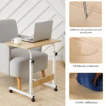 Βοηθητικό Τραπεζάκι με Ρόδες για Καναπέ - Κρεβάτι - Πολυθρόνα - Προσαρμοζόμενο Ύψος - 40x60x70cm