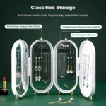 Αναδιπλούμενη Κοσμηματοθήκη - Μπιζουτιέρα Παραβάν - Κουτί Αποθήκευσης Κοσμημάτων με Καθρέπτη 23x11.5x6.5cm