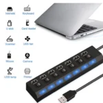 TREQA Αντάπτορας - USB HUB Γρήγορης Φόρτισης & Μεταφοράς Δεδομένων έως 5Gbps με 4 Θύρες USB 3.0 LED Φωτισμό Λειτουργίας & Διακόπτες On/ Off