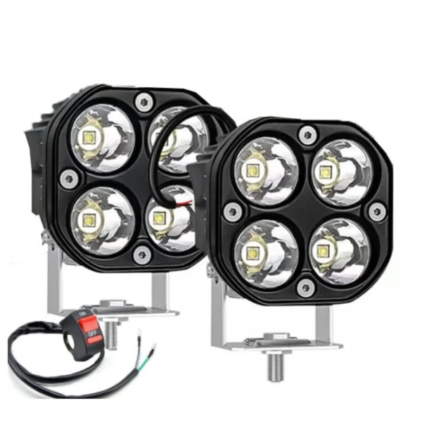 Σετ 2 Αδιάβροχα Προβολάκια LED 9000lm 80W Ψυχρού Λευκού Φωτισμού 6000K Αυτοκινήτου, Μηχανής 12V & 24V IP67 Σετ 2 Κομμάτια & Διακόπτης ON , OFF