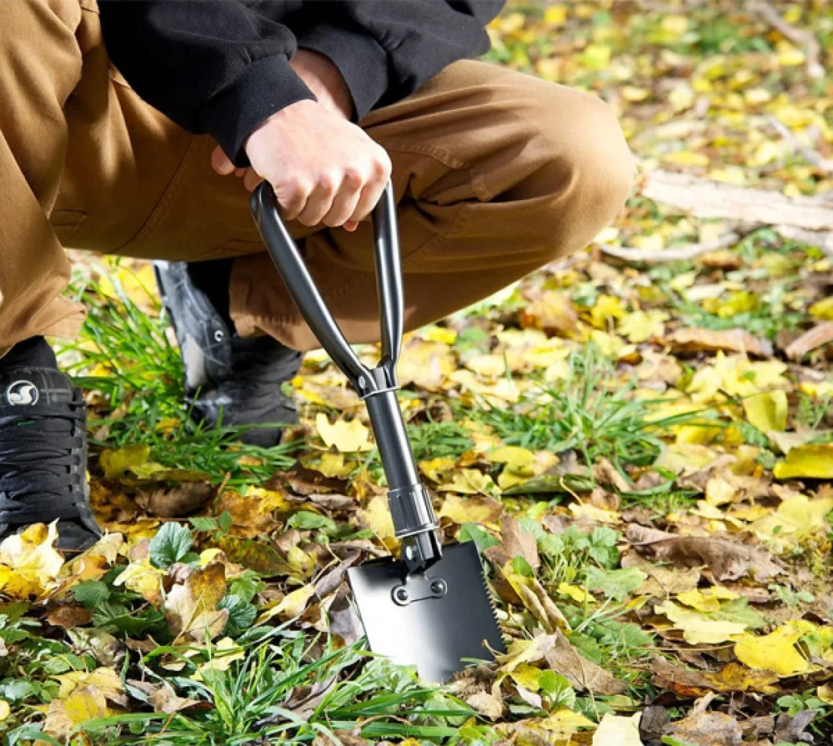 Mini Πτυσσόμενο Φτυάρι & Pick με Πριόνι & Λαβή - Πτυοσκάπανο Χειρός 58,5cm με Θήκη για την Ζώνη