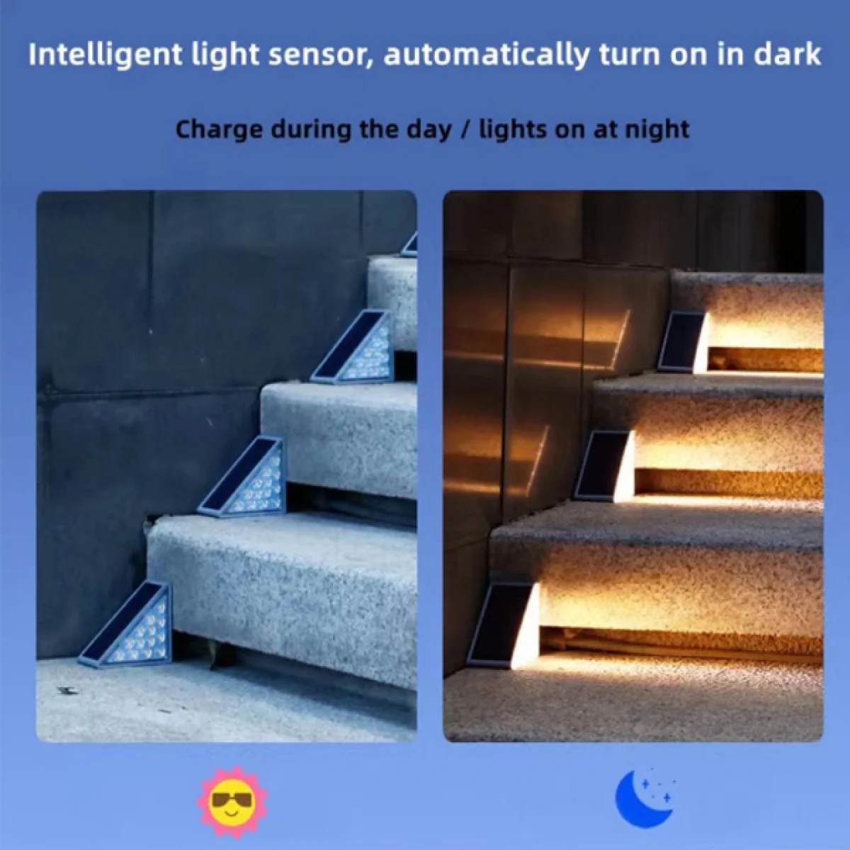 Σετ 8 Ηλιακά Γωνιακά Φωτιστικά Σκάλας Αδιάβροχα Εξωτερικών Χώρων με 13 LED Θερμού Κίτρινου Φωτισμού 3000K Αυτοκόλλητα με Φωτοκύτταρο - Solar Deck Lights