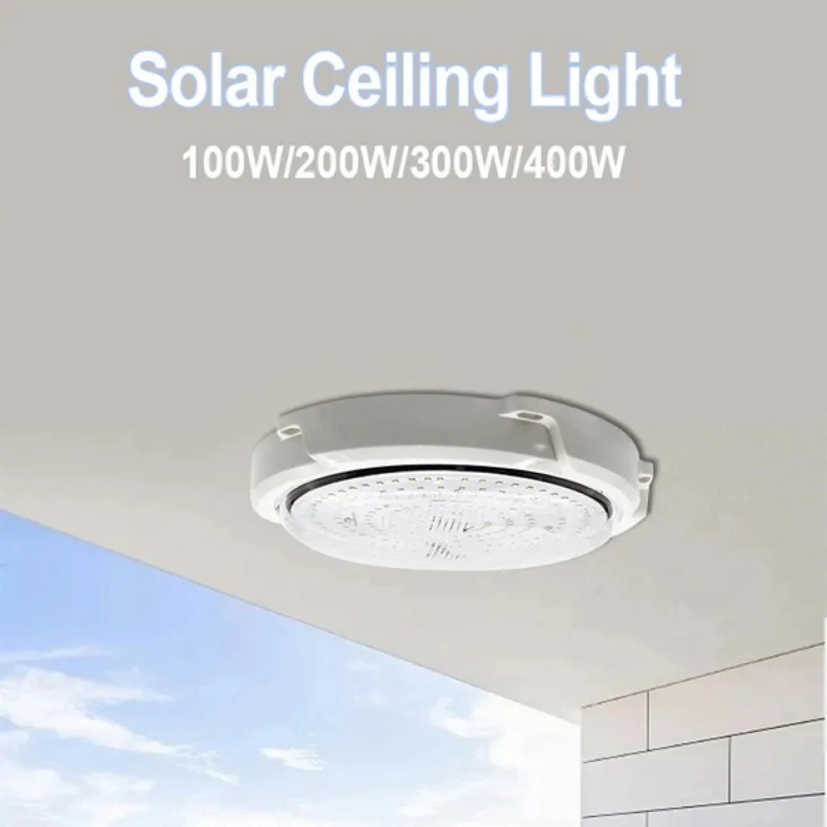 Αδιάβροχο Ηλιακό Φωτιστικό Οροφής 200W LED Ψυχρού Λευκού Φωτισμού 6500K με Φωτοκύτταρο, Timer & Χειριστήριο - Solar LED Lamp Άσπρο