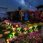 Ηλιακά Καρφωτά Φωτιστικά Led Μανιτάρια Εξωτερικού Χώρου Σετ 6 Τεμαχίων