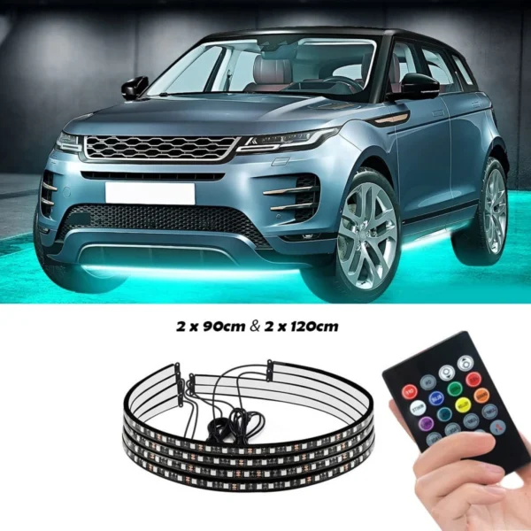 Σετ Led Ταινίες RGB Music για Κάτω από το Αυτοκίνητο Underbody Tube με Τηλεχειριστήριο 2x60cm και 2x90cm 4 τμχ