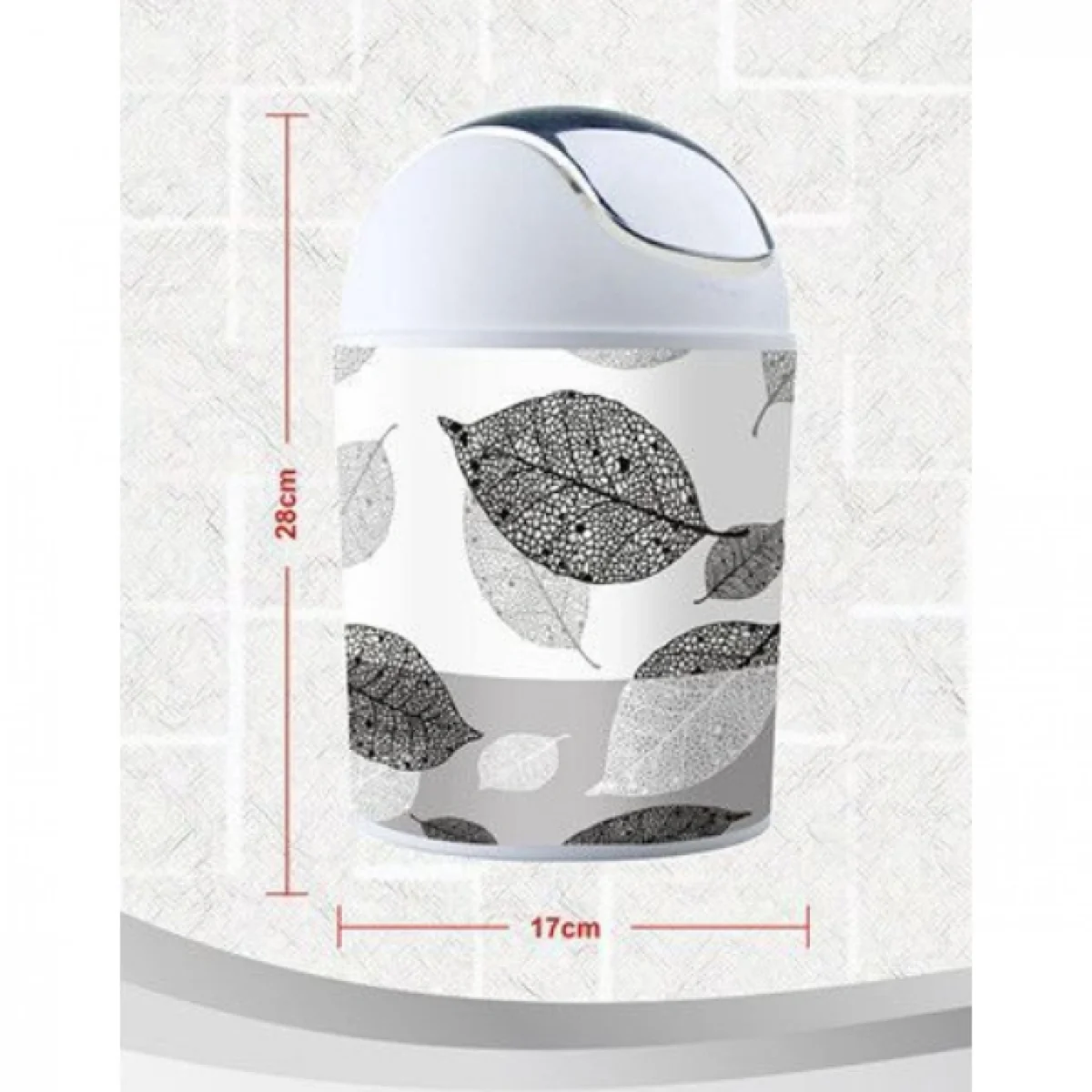 Κάδος Μπάνιου Πλαστικός Λευκός με Φύλλα