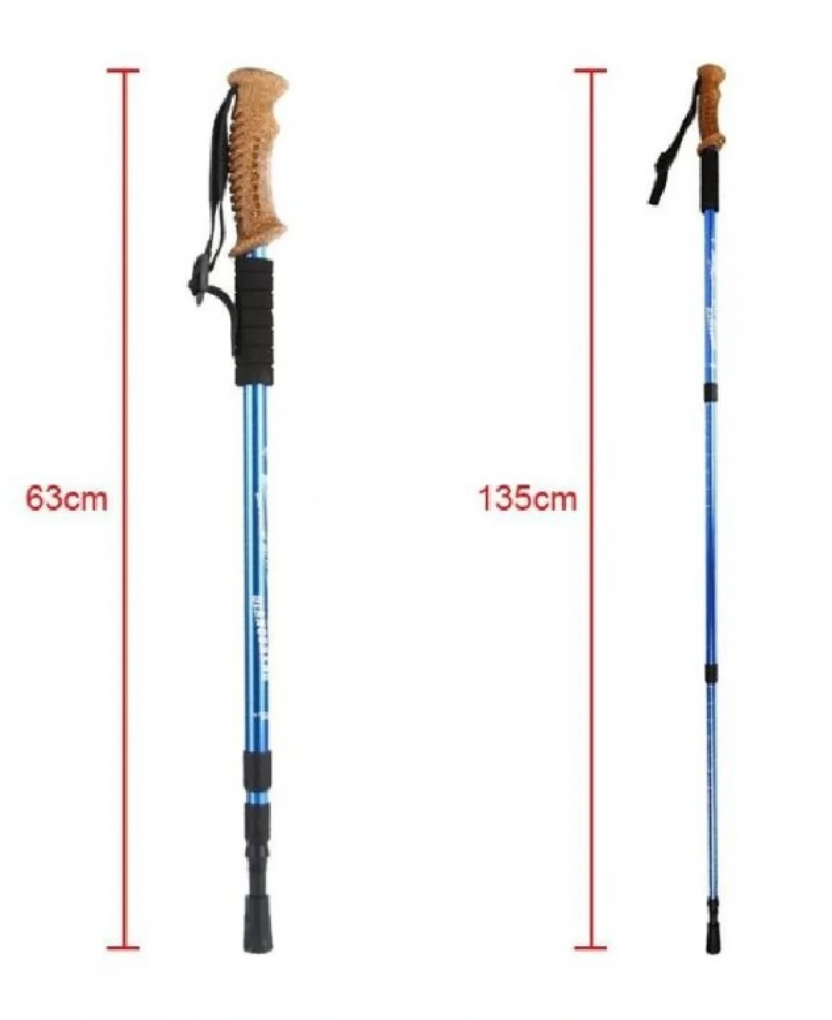 Πτυσσόμενο Αντικραδασμικό Μπαστούνι 31111 - με Λαβή απο Φελλό για Πεζοπόρους, Ορειβάτες 63-135 cm