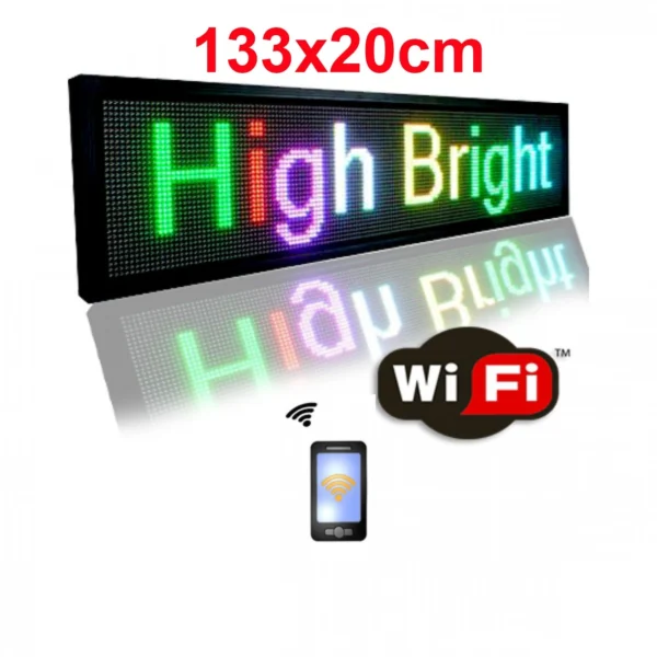 Κυλιόμενη Πινακίδα με Πολύχρωμα LED WiFi Μονής Όψης 133x20cm