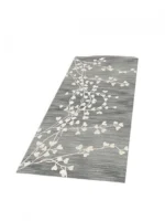 Αντιολισθητικό Χαλί Μοκέτα Σχέδιο Λουλούδια Γκρι 230x160εκ.
