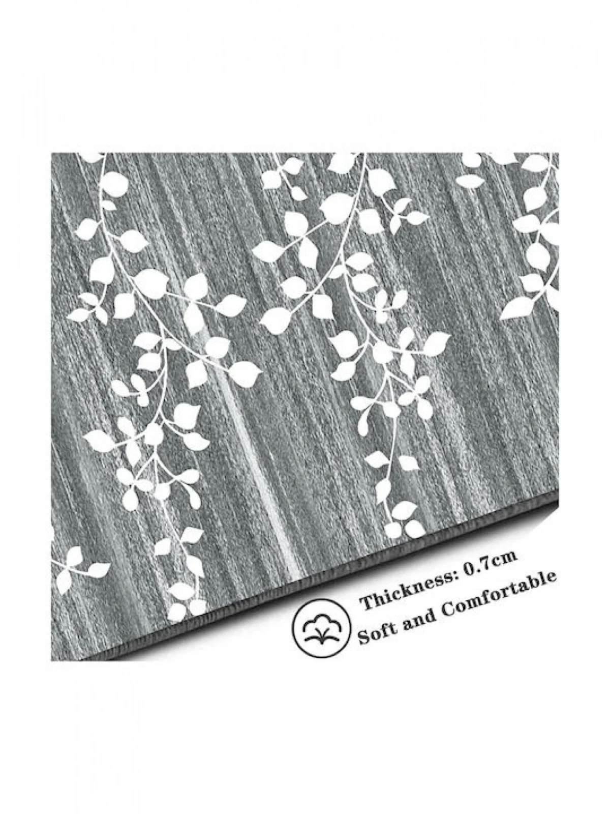 Αντιολισθητικό Χαλί Μοκέτα Σχέδιο Λουλούδια Γκρι 230x160εκ.