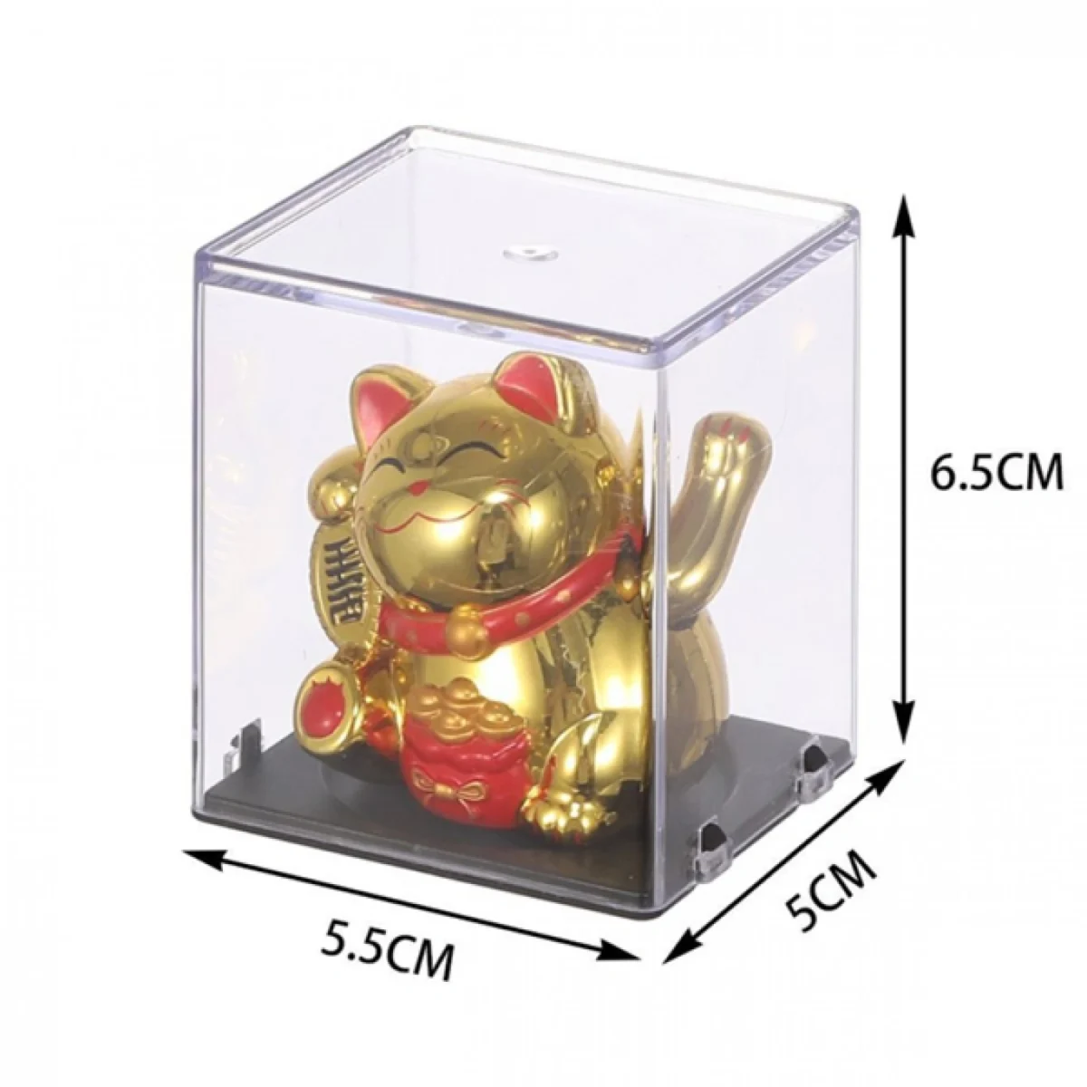 Χρυσή Γάτα Καλωσορίσματος 5εκ σε Προθήκη 63x53x47χιλ 99289 που Λειτουργεί με τον Ηλιο Χωρίς Μπαταρίες - Feng Shui Welcome Cat Solar