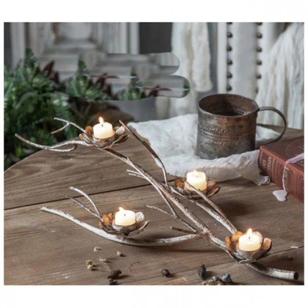 Μεταλλικό Κηροπήγιο Κλαδί Τριών Θέσεων Deep Forest 48x25x14cm
