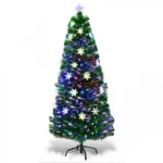 Αυτοφωτιζόμενο Χριστουγεννιάτικο Δέντρο 150εκ Οπτικής Ίνας LED RGB με Χιονονιφάδες και Αστέρι στην Κορυφή