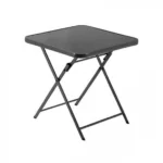 Μαύρο Tέτράγωνο Τραπέζι Πτυσσόμενο με Σκελετό Αλουμινίου και Γυάλινη Επιφάνεια 70cm