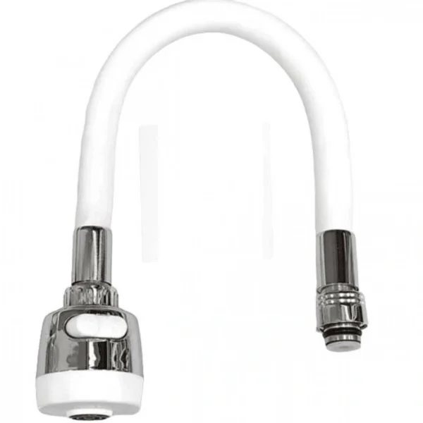 Ανταλλακτική Εύκαμπτη Κεφαλή Νιπτήρα-Νεροχύτη Σπιράλ Λευκό με 2 Λειτουργίες Ροής Νερού Jet Πίεσης & Foam 47x5 cm