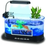 Mini Ενυδρείο USB 1.8Lt - Μολυβοθήκη με Φωτισμό LED, Ηχείο & Οθόνη LCD με Ρολόι, Ημερολόγιο & Ξυπνητήρι