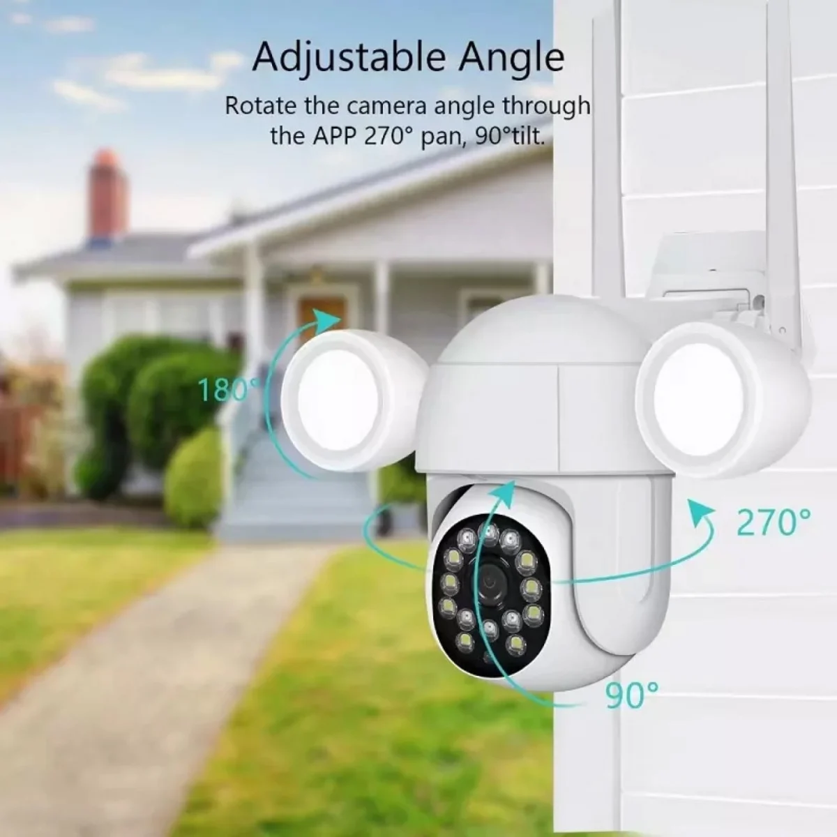 Αδιάβροχη Κάμερα Ασφαλείας WIFI με Συναγερμό & LED Προβολέα Ασύρματη IP FHD 1080p Εξωτερικού χώρου με Νυχτερινή Λήψη, Tracking Αισθητήρα Κίνησης, Ειδοποίησεις στο App, Mic + Ηχείο