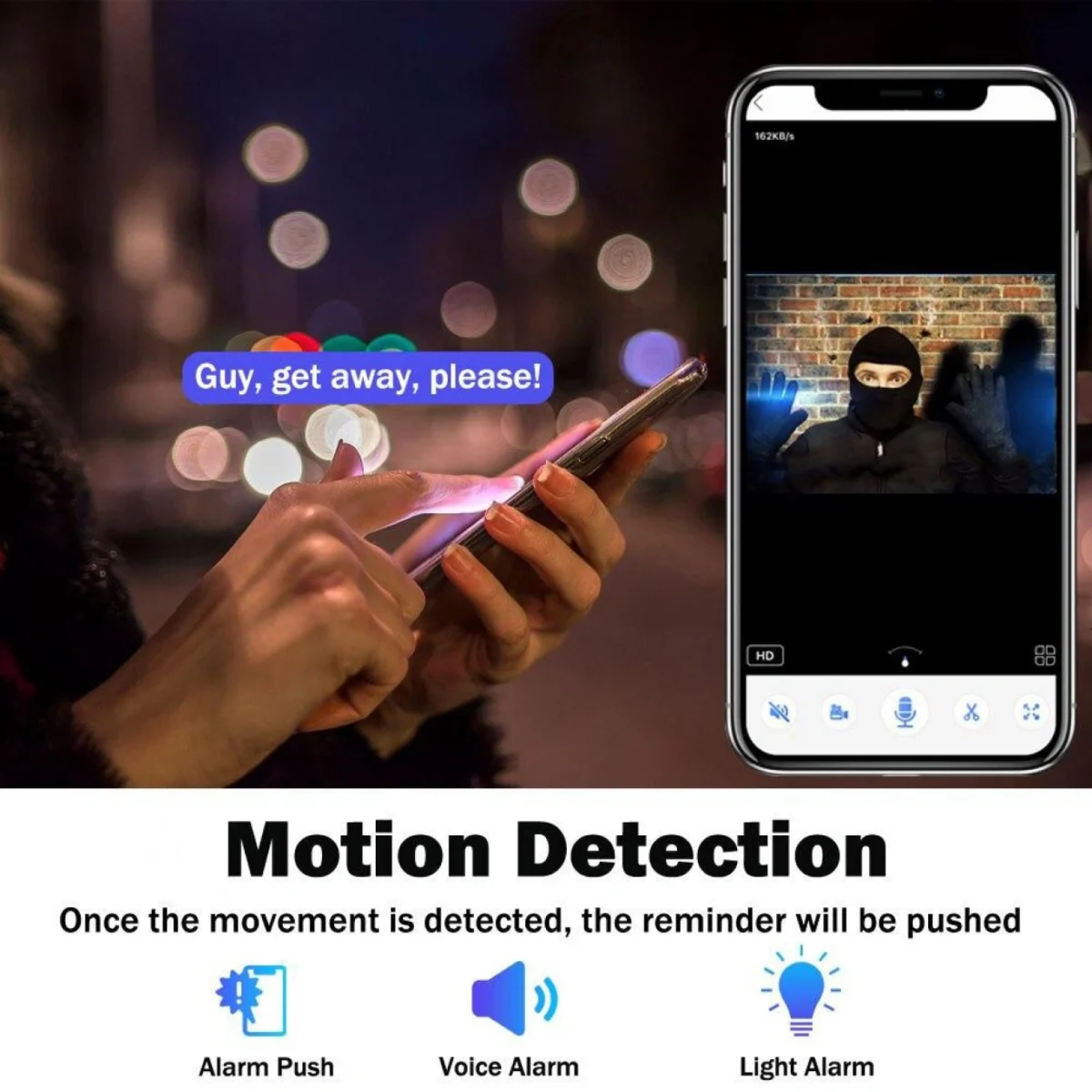 Αδιάβροχη Κάμερα Ασφαλείας WIFI με Συναγερμό & LED Προβολέα Ασύρματη IP FHD 1080p Εξωτερικού χώρου με Νυχτερινή Λήψη, Tracking Αισθητήρα Κίνησης, Ειδοποίησεις στο App, Mic + Ηχείο