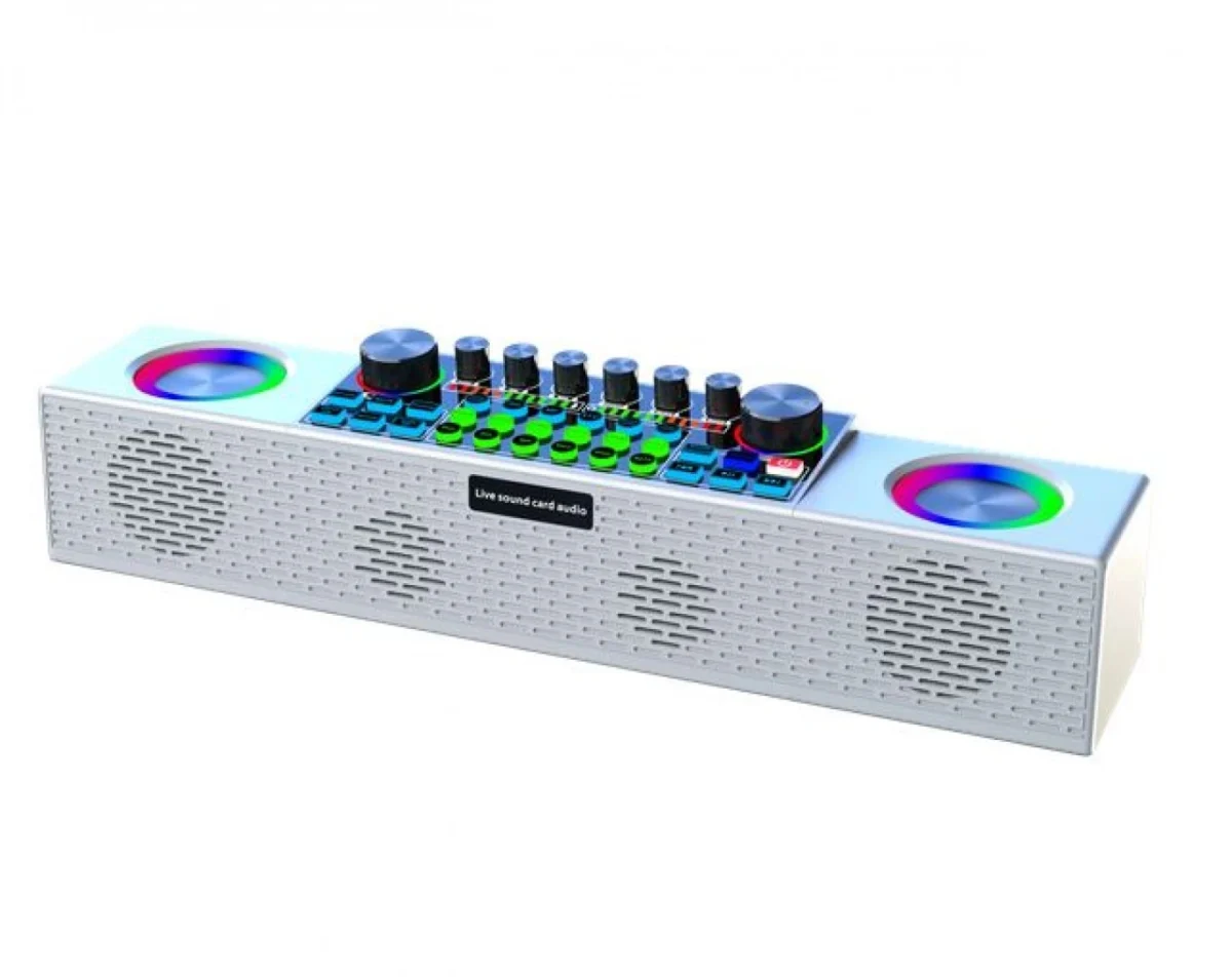 Ασύρματη Κάρτα Ηχου SY6 - Καραόκε με2 Ασύρματα Μικρόφωνα - Φορητό Ηχείο Bluetooth