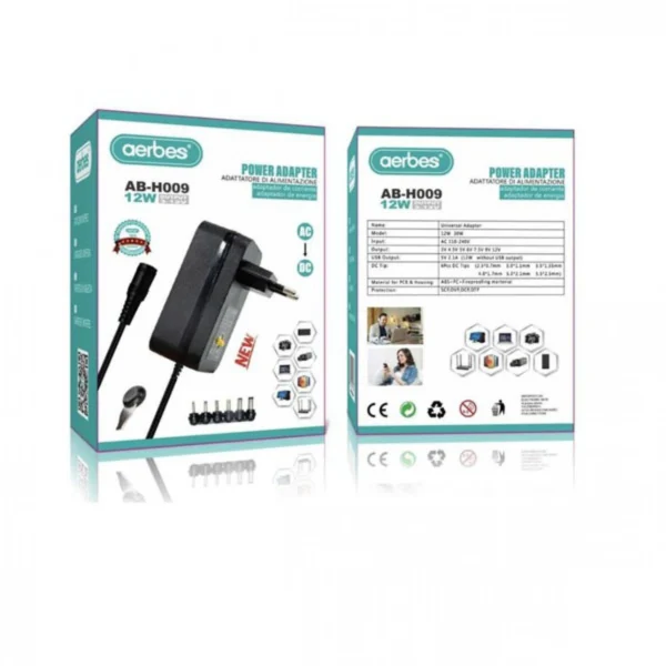 Universal Mετασχηματιστής Τροφοδοσίας Ρεύματος AC/DC 12W 3-12V AB-H009